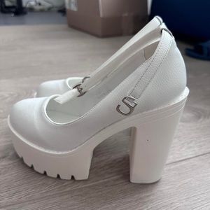white shein platform heels